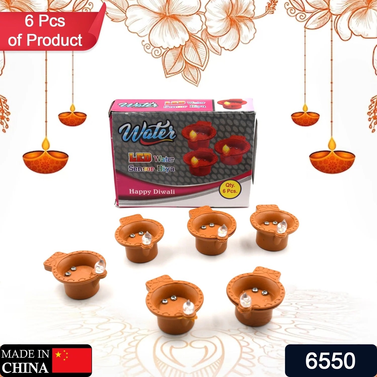 Water Sensor Diyas for Diwali Decoration | Diyas for Home Decoration| Diwali Decoration Items (6 Pc)
