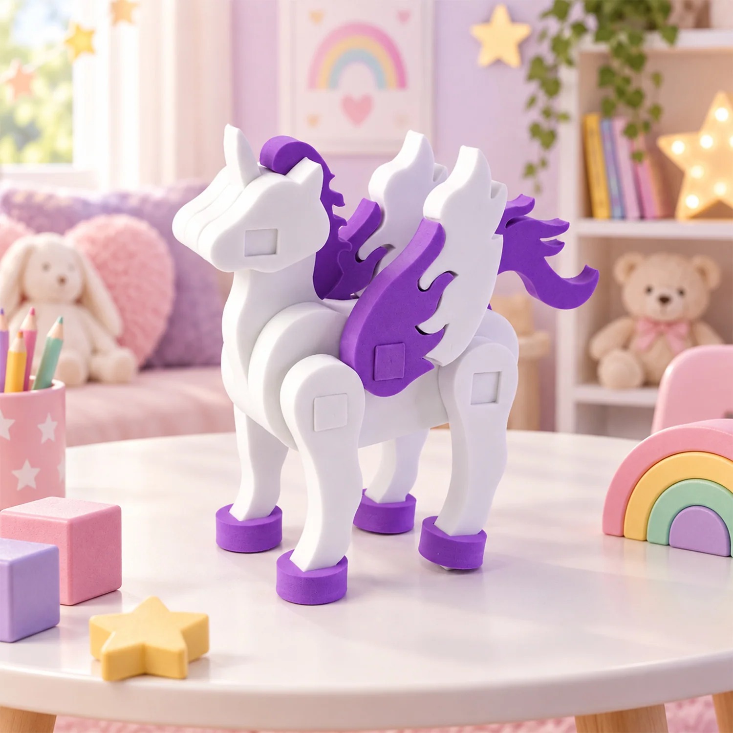 3D EVA Unicorn Assembly Craft Puzzle Kit with Stickers for Creative Kids Crafts