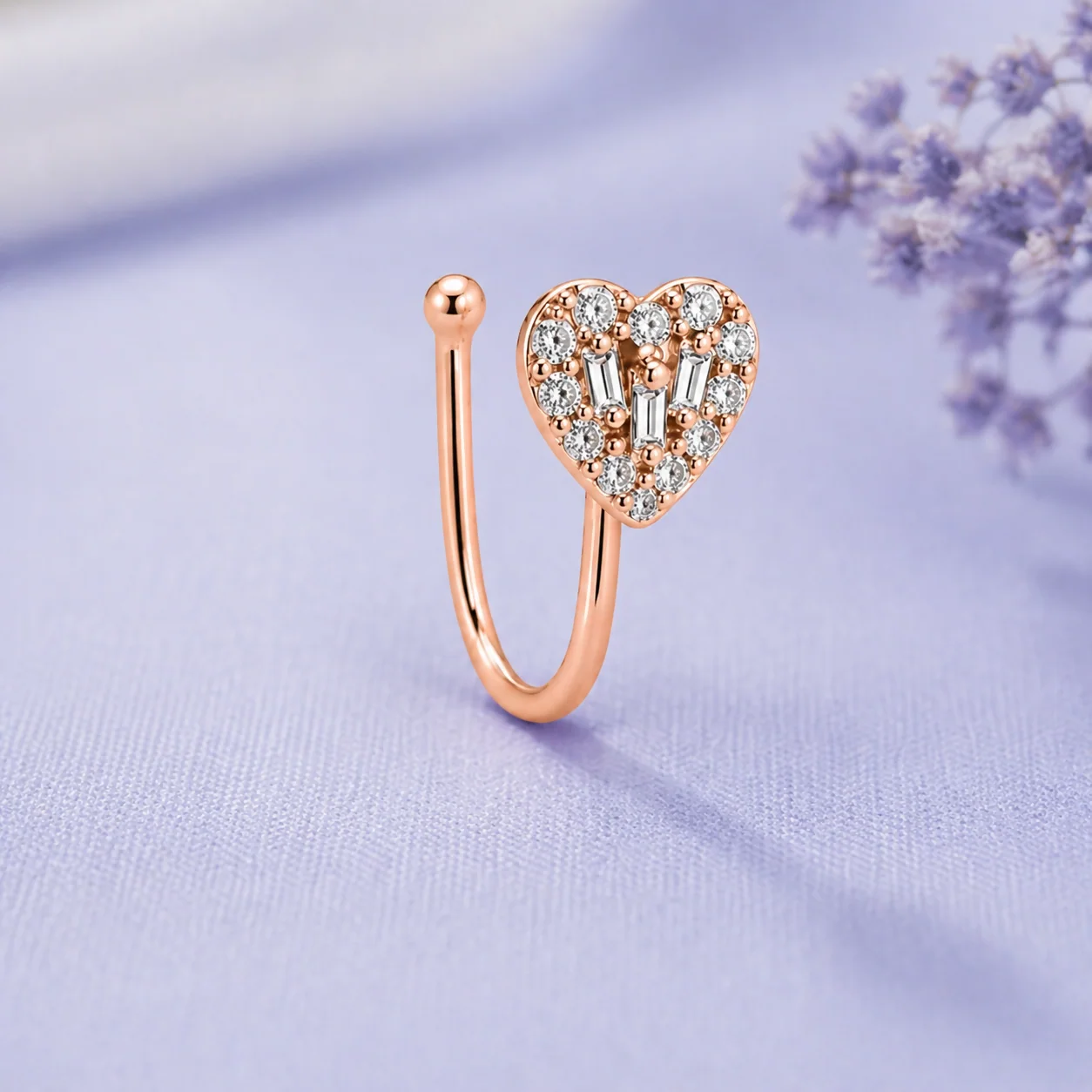 Anti-Tarnish Heart Shaped Nose Stud – Elegant & Durable Accessory