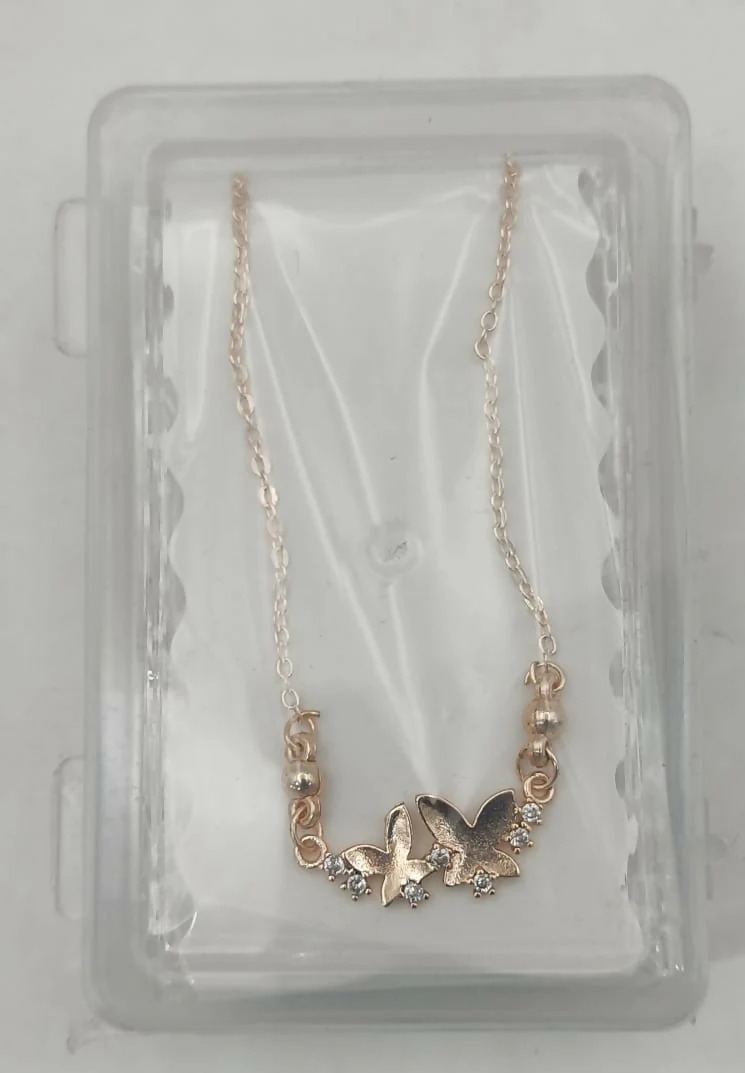 Double Butterfly Necklace – Dainty Rose Gold Zirconia Pendant