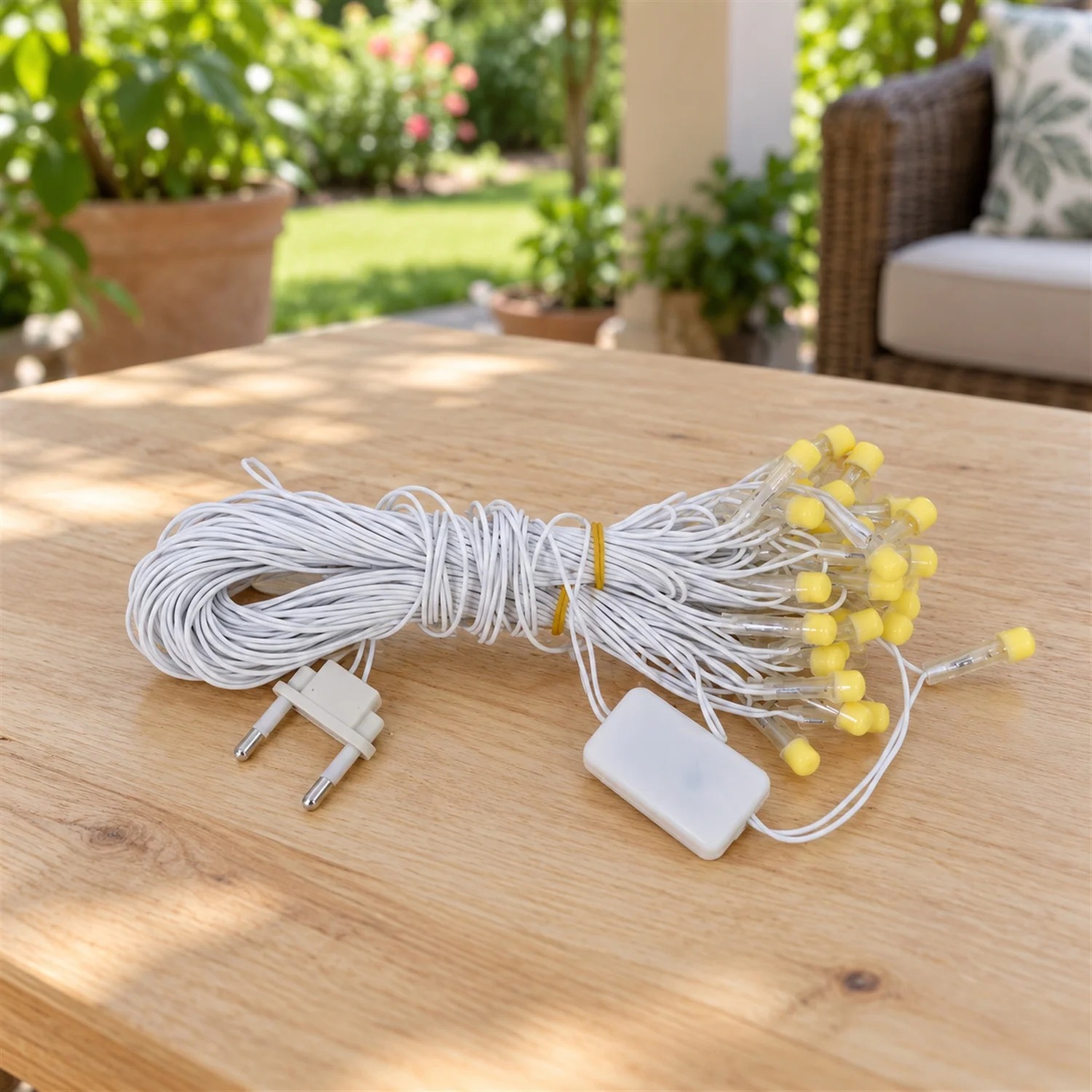 Warm White LED String Light Series with Two Pin Plug (1 Pc, Approx. 10 Mtr)