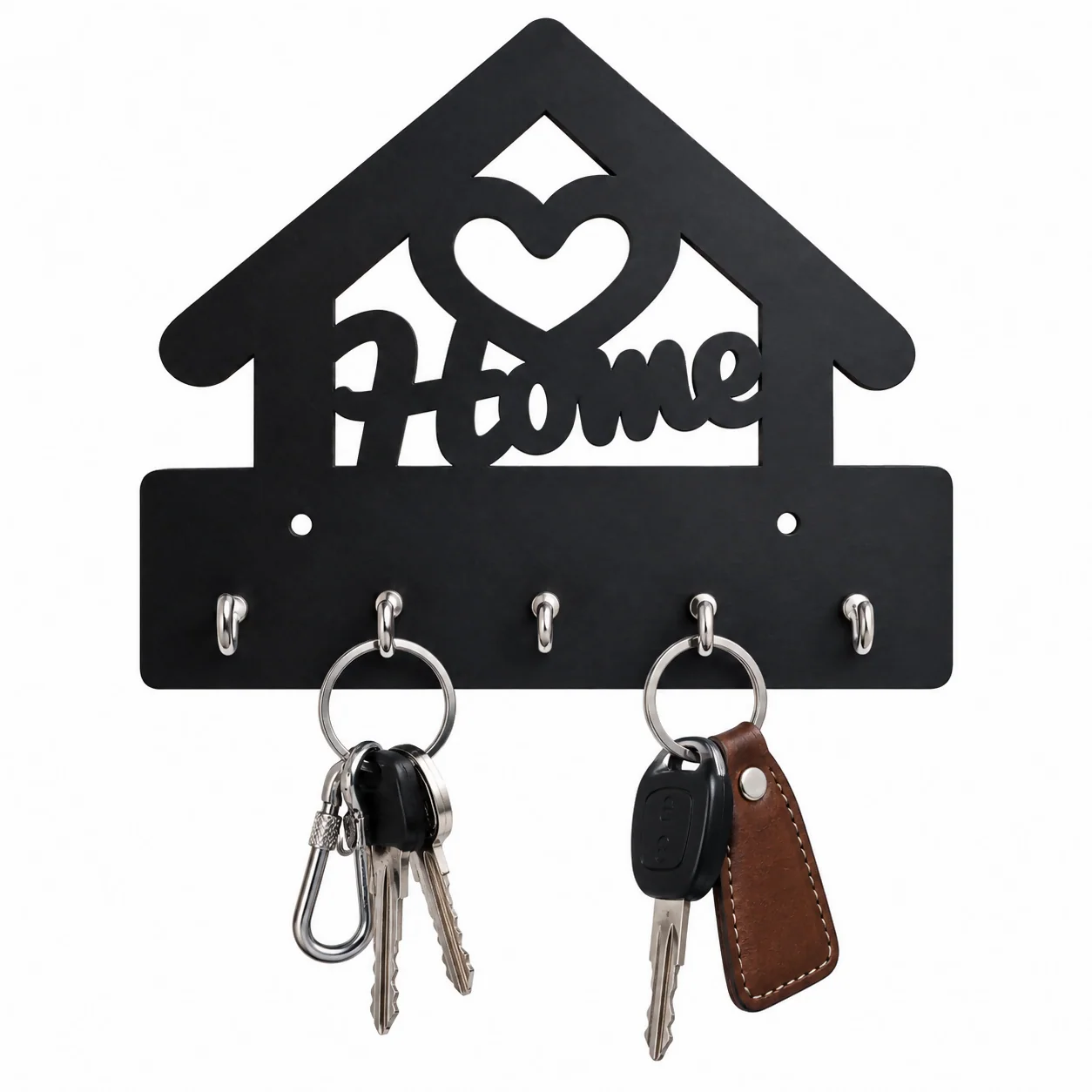 Home Design Wall Mounted Key Holder with 5 Hooks Decorative Organizer for Entrance